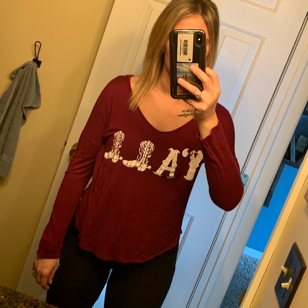 Burgundy y’all long sleeve
